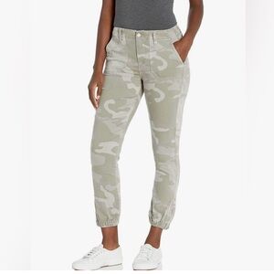 PAIGE Mayslie jogger pants in a faded beige or grey camo print